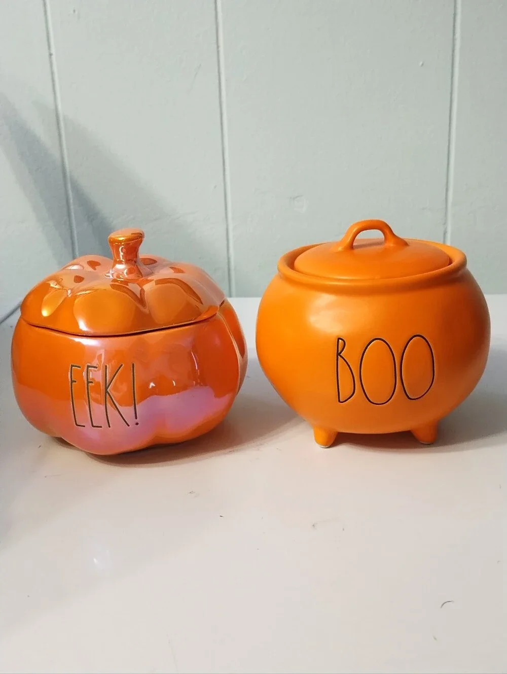 New Rae Dunn Halloween Pumpkin Caldron Canisters- Orange